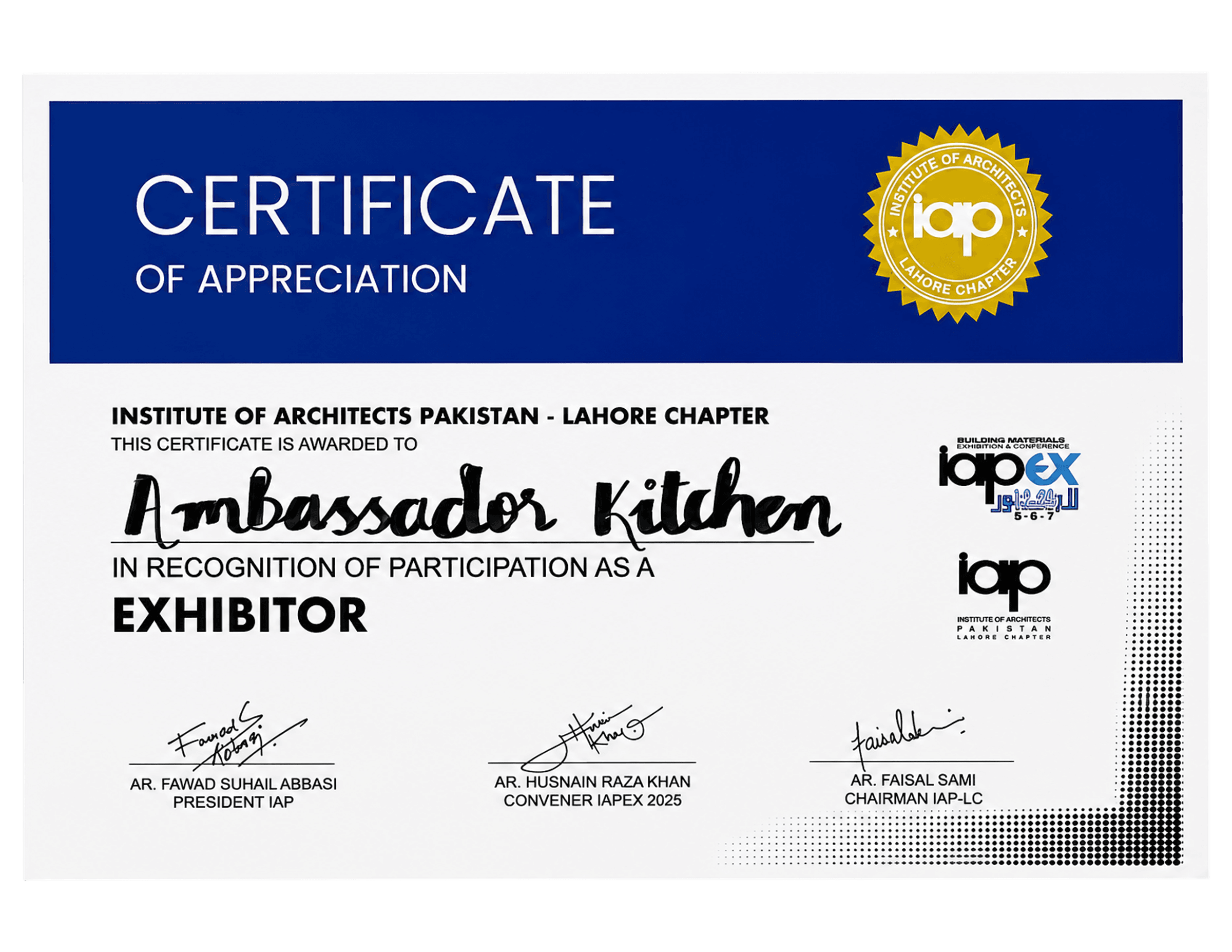 Certificate of Appreciation
